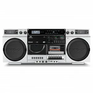Ретро магнітола MEDION P66538 з CD-програвачем, USB, SD, CD, касети MC, DAB+ радіо, телескопічна антена, Bluetooth, касетна дека, функція запису, живлення від батарей - Фото 1