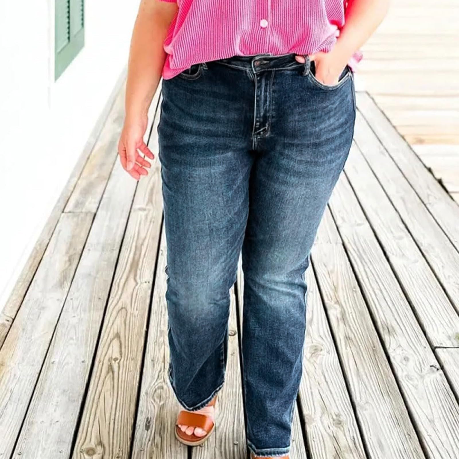 Джинси жіночі кльош, з високою талією, прямі, фото №5 Джинси жіночі кльош, з високою талією, прямі, фото №5