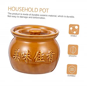 Горщик для запікання Ciieeo керамічний 400 мл з кришкою термоізоляційний synthetic.ua - Фото 1