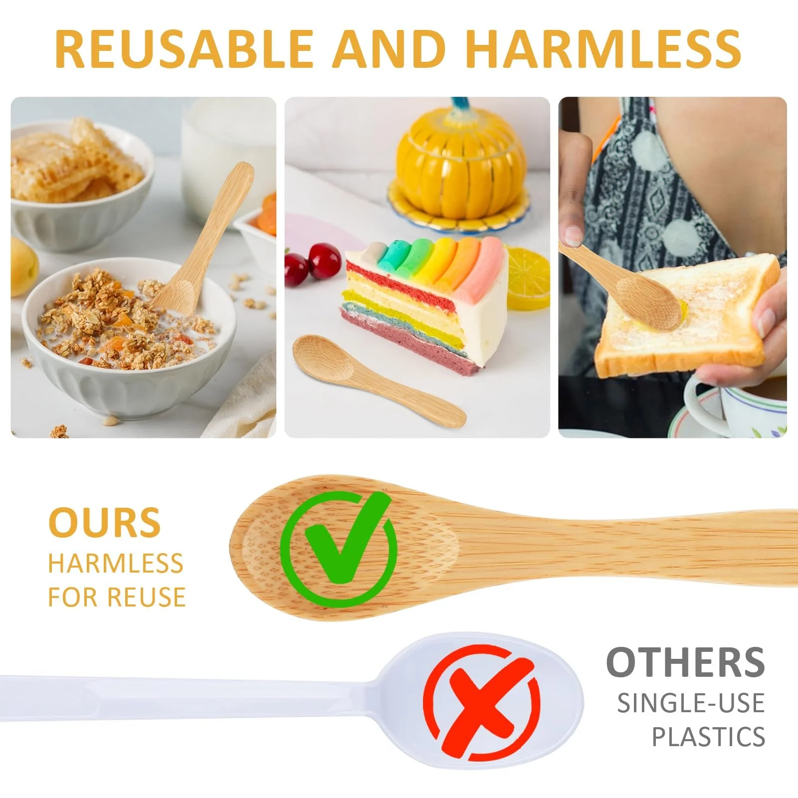 Ложка дерев'яна Prasacco Маленька 2 x 9 см (4 шт. в упаковці), фото №4