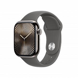 Смарт-годинник Apple Series 10 (GPS + Cellular, 42 мм) Титановий корпус Натуральний Спортивний ремінець Кам'яно-сірий - Фото 1