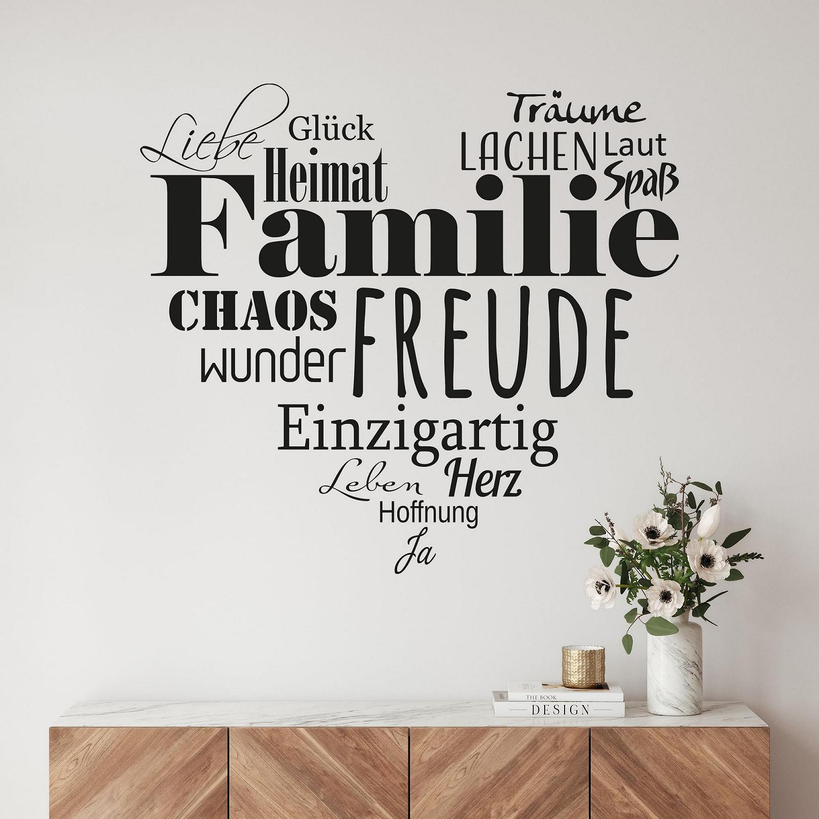 Наклейка на стіну GRAZDesign Family з серцем 63 x 57 см Чорна 070, фото №1 Наклейка на стіну GRAZDesign Family з серцем 63 x 57 см Чорна 070, фото №1