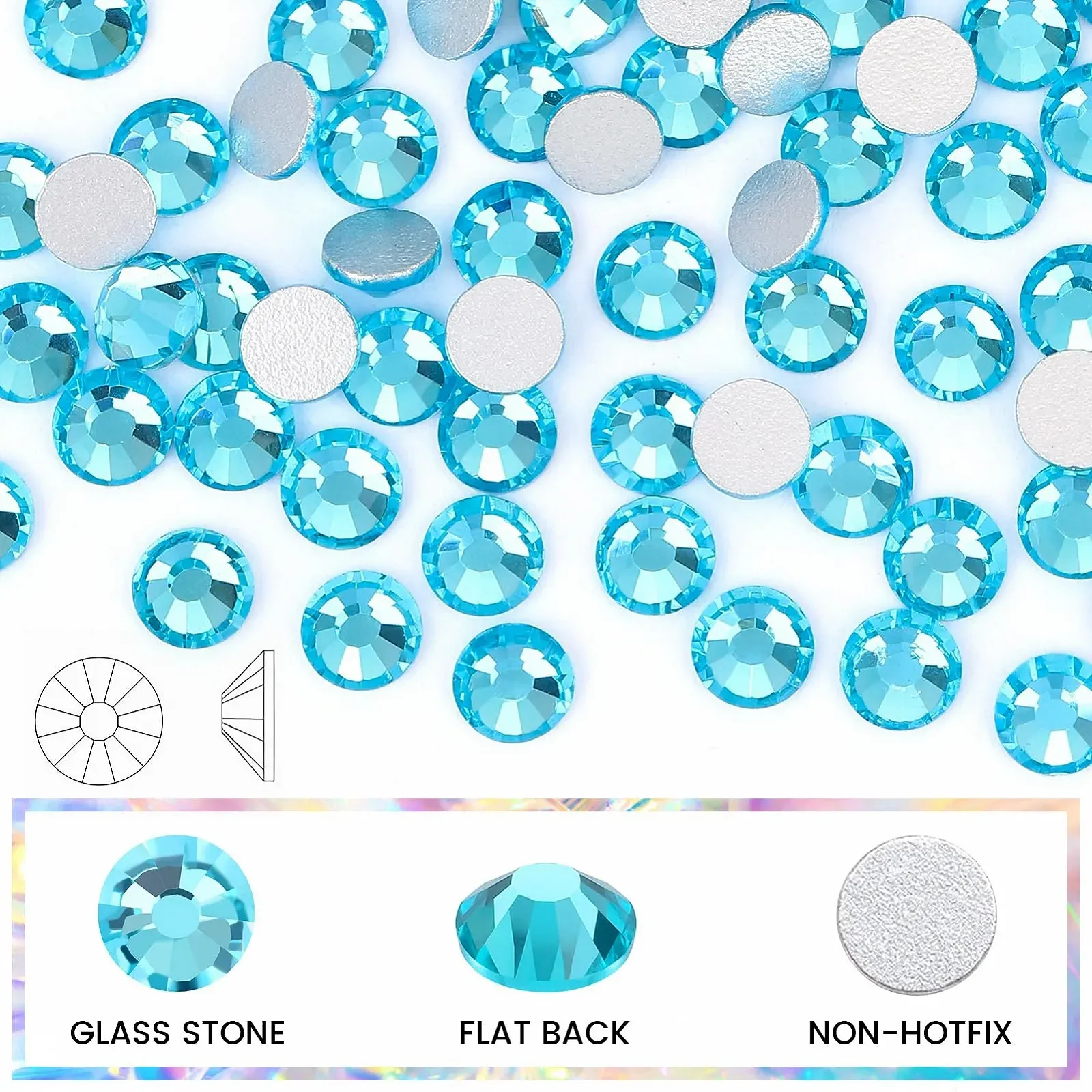 Стрази Novani SS20 Скло для DIY сумок та прикрас для взуття Аквамарин, фото №2