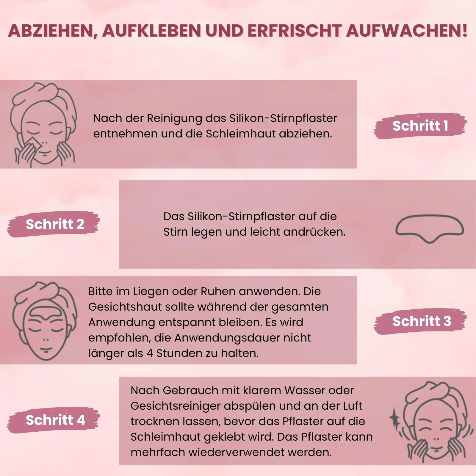 Пластирі проти зморшок Багаторазові Силіконові, 4 шт., Зволоження та Підтяжка Шкіри, фото №6