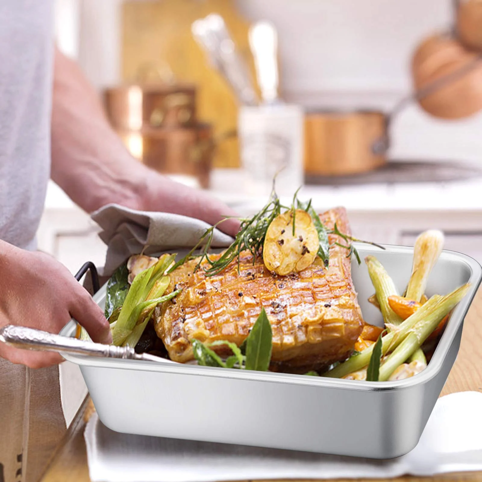 Форма для запекания Homikit нержавеющая сталь прямоугольная 32.5 x 25.5 x 8 см, фото №5