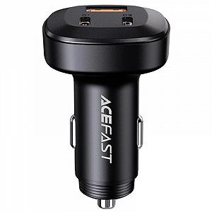АЗУ Acefast B3 66W(USB-C+USB-C+USB-A) three-port metal car charger - Фото 1