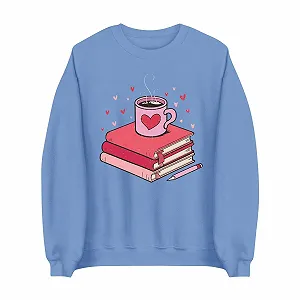 Женский свитер на День святого Валентина, свитшот, топ, женский пуловер, свитшот с круглым вырезом, узор сердца из книг, свитшот с длинными рукавами, повседневная одежда для студентов, без капюшона - Фото 1