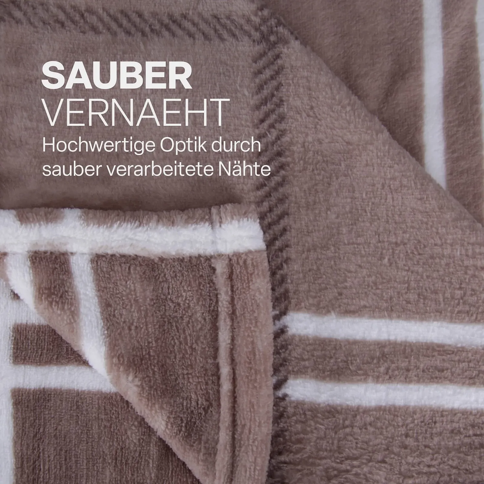 Покривало Bestlivings XXL 220 x 240 см, коричнева, високоякісна флісова ковдра, велика м'яка Покривало у клітинку, фото №3