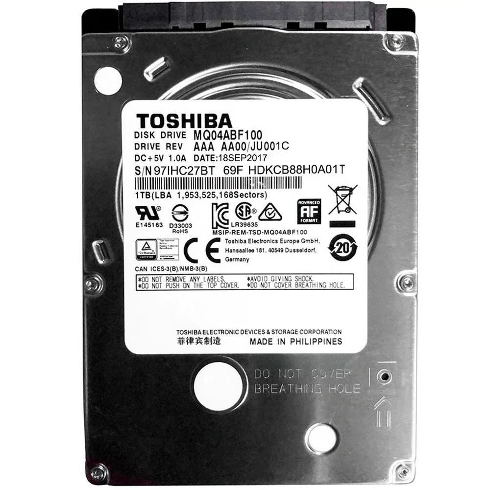 Внутрішній жорсткий диск 2.5" Toshiba MQ04ABF100 1TB 5400 об/хв 120 Мб/с SATA III, фото №1