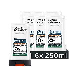 Гель для душа и шампунь L'Oréal Men Expert Magnesium Defense Sensitive для мужчин 6 x 250 мл - Фото 1