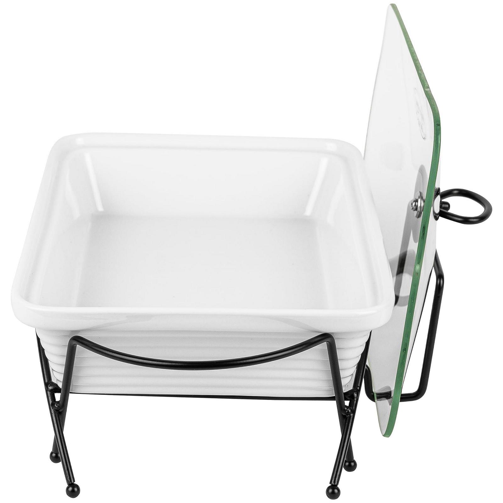 Гусятниця для запікання керамічна з кришкою та підставкою 2 л Прямокутна Біла, фото №8 Гусятниця для запікання керамічна з кришкою та підставкою 2 л Прямокутна Біла, фото №8