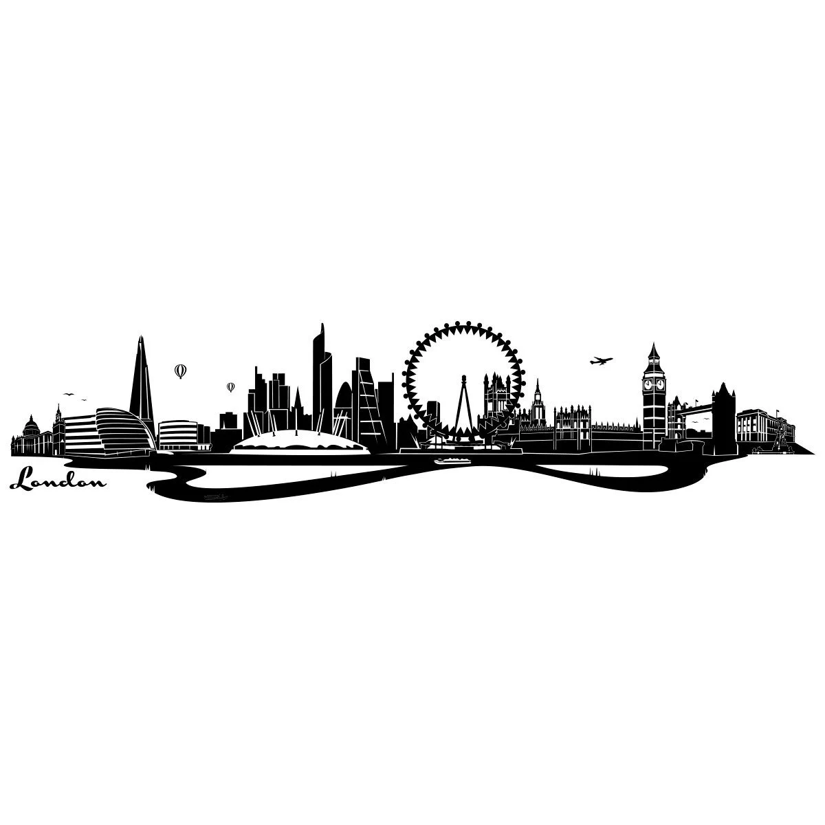 Наклейка Wandkings London Skyline 90 x 20 см Black, фото №3