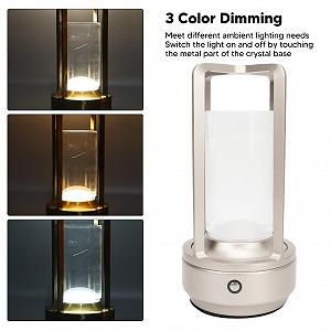 Настільна лампа Сенсорна Бездротова Кришталевий абажур 3 колірні температури USB LED Срібляста synthetic.ua - Фото 1