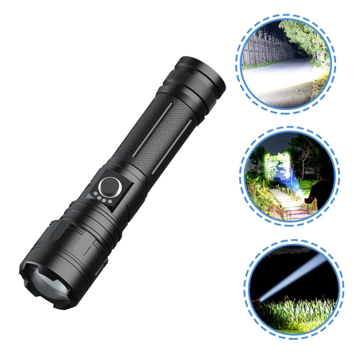 Телескопічний ліхтар Tofficu LED Алюмінієвий сплав Чорний, фото №4