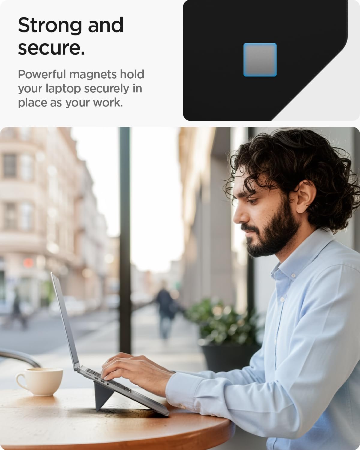 Підставка для ноутбука Spigen Slim Fold Регульована по висоті Самоклеюча Ергономічний кут Нековзна Сумісна з MacBook Pro, MacBook Air 11-16 дюймів і більше - Чорний, фото №7