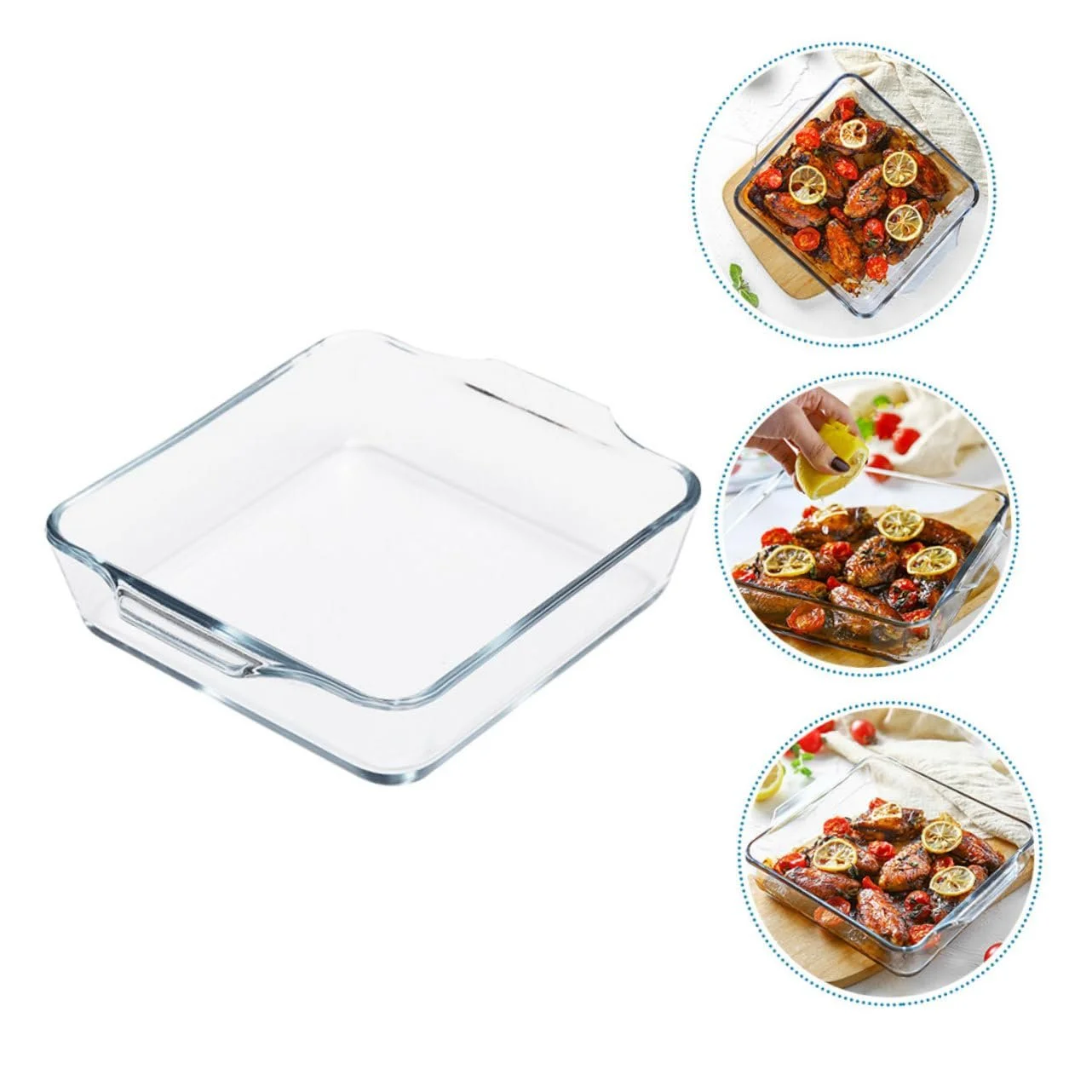 Форма для запікання BESTYASH скляна з подвійними ручками термостійка для піци та сирних страв, фото №7 Форма для запікання BESTYASH скляна з подвійними ручками термостійка для піци та сирних страв, фото №7