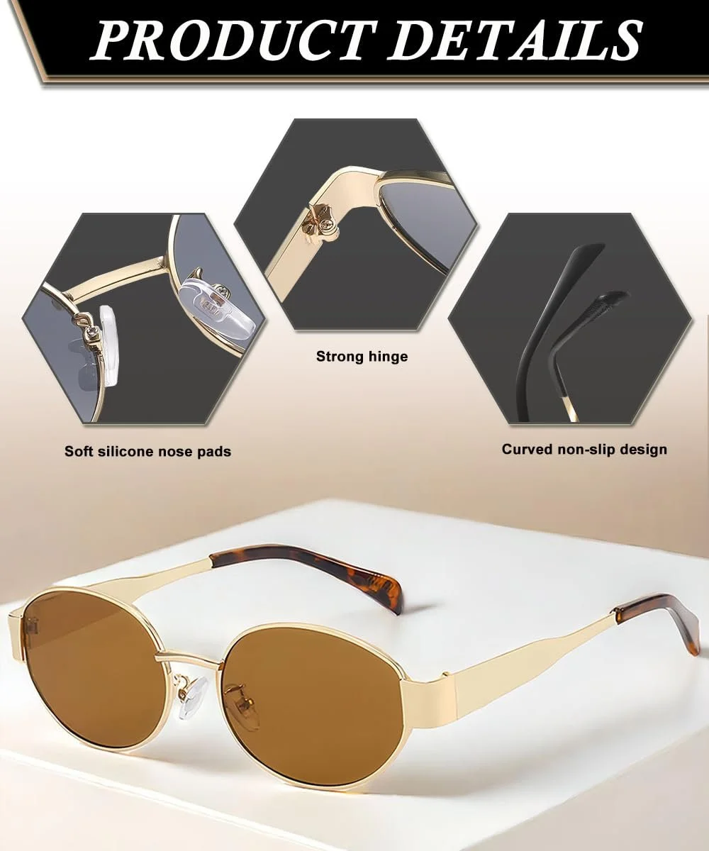 Овальные солнцезащитные очки XITUADDA Металлические модные UV400, фото №3