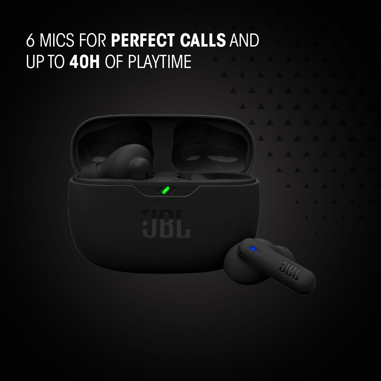 Бездротові навушники-вкладиші JBL Wave Beam 2 Bluetooth з шумозаглушенням, 40 годин відтворення, JBL Pure Bass Sound, технологія Smart Ambient і багатоточкове з'єднання, чорний, фото №2