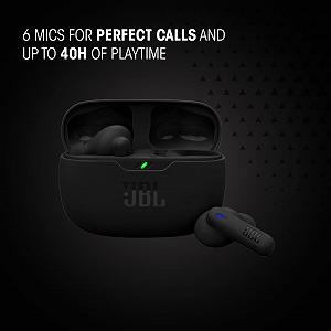 Бездротові навушники-вкладиші JBL Wave Beam 2 Bluetooth з шумозаглушенням, 40 годин відтворення, JBL Pure Bass Sound, технологія Smart Ambient і багатоточкове з'єднання, чорний synthetic.ua - Фото 1