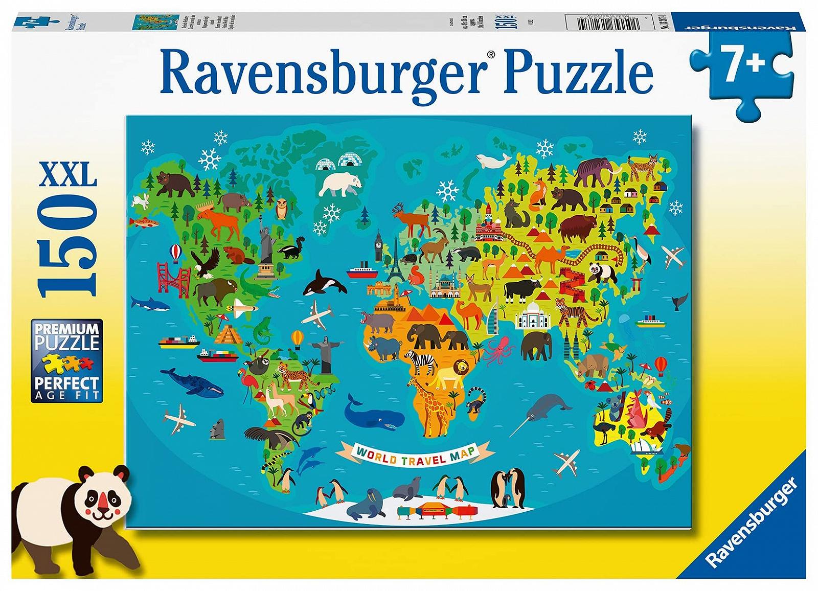 Детский пазл Ravensburger Animal World Map 150 элементов XXL от 7 лет, фото №1