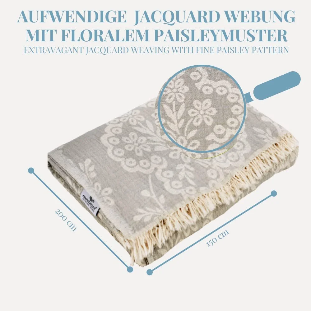 Покрывало жаккардовое Carenesse Односпальное Пейсли 150 x 200 см Серый, фото №7