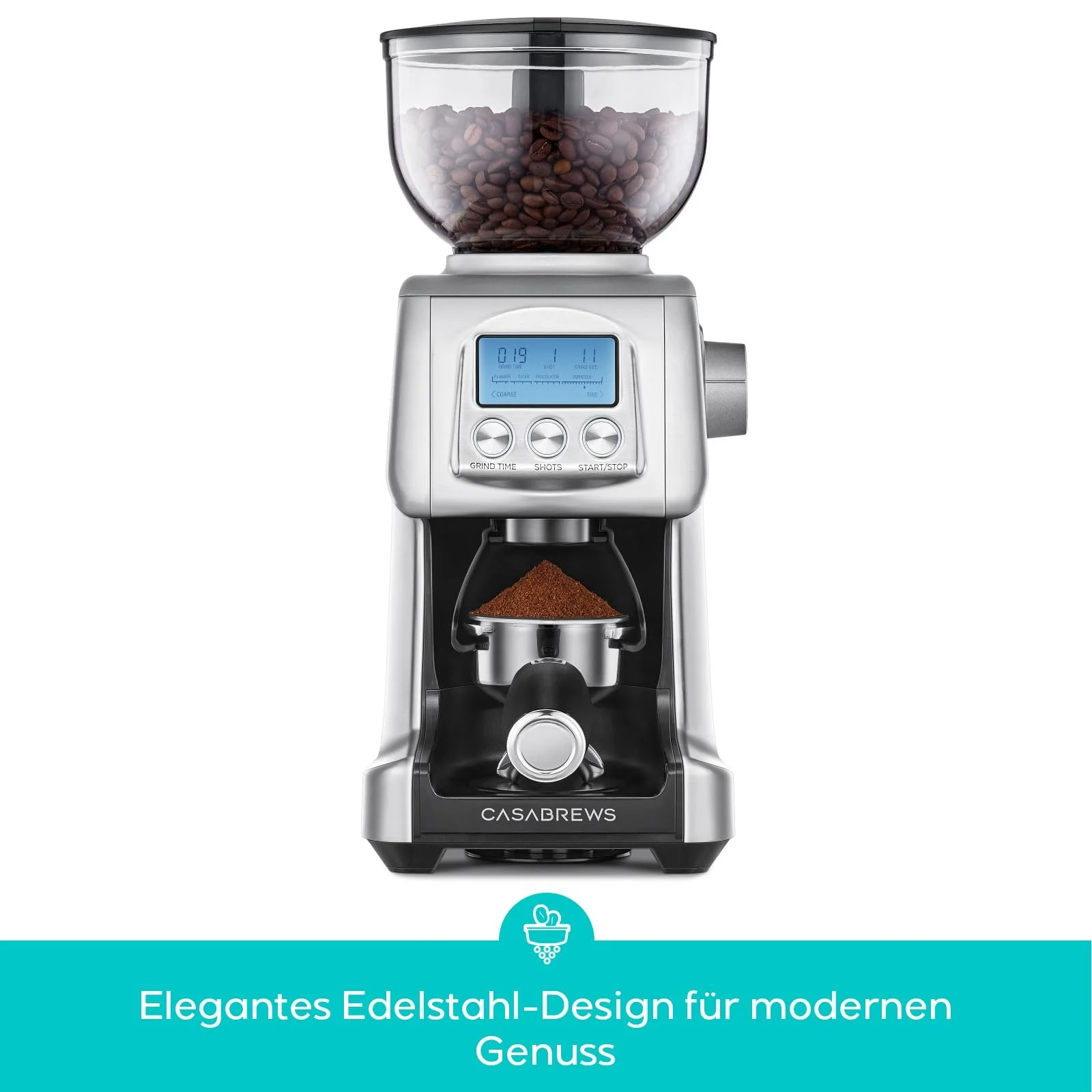 Электрическая конусная кофемолка CASABREWS 77 уровней помола, 400 г, фото №4