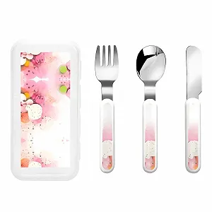 Дитячий набір столових приборів з трьох предметів Color Fragment Paper Printed багаторазового використання - Фото 1