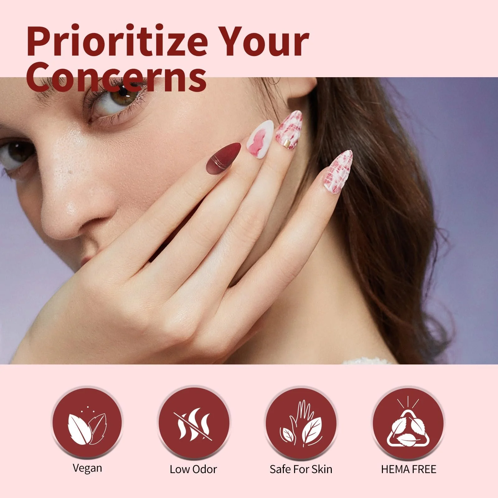 Гель-лак CANNI Набір 6 кольорів Блискітки Червоний Темно-червоний 2309, фото №6