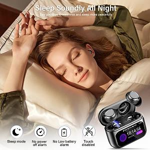 Bluetooth Навушники ZYHKON 2025 Mini Sleep з сенсорним екраном Bluetooth 5.4, Внутрішньоканальні навушники для сну з шумозаглушенням, Режим сну synthetic.ua - Фото 1