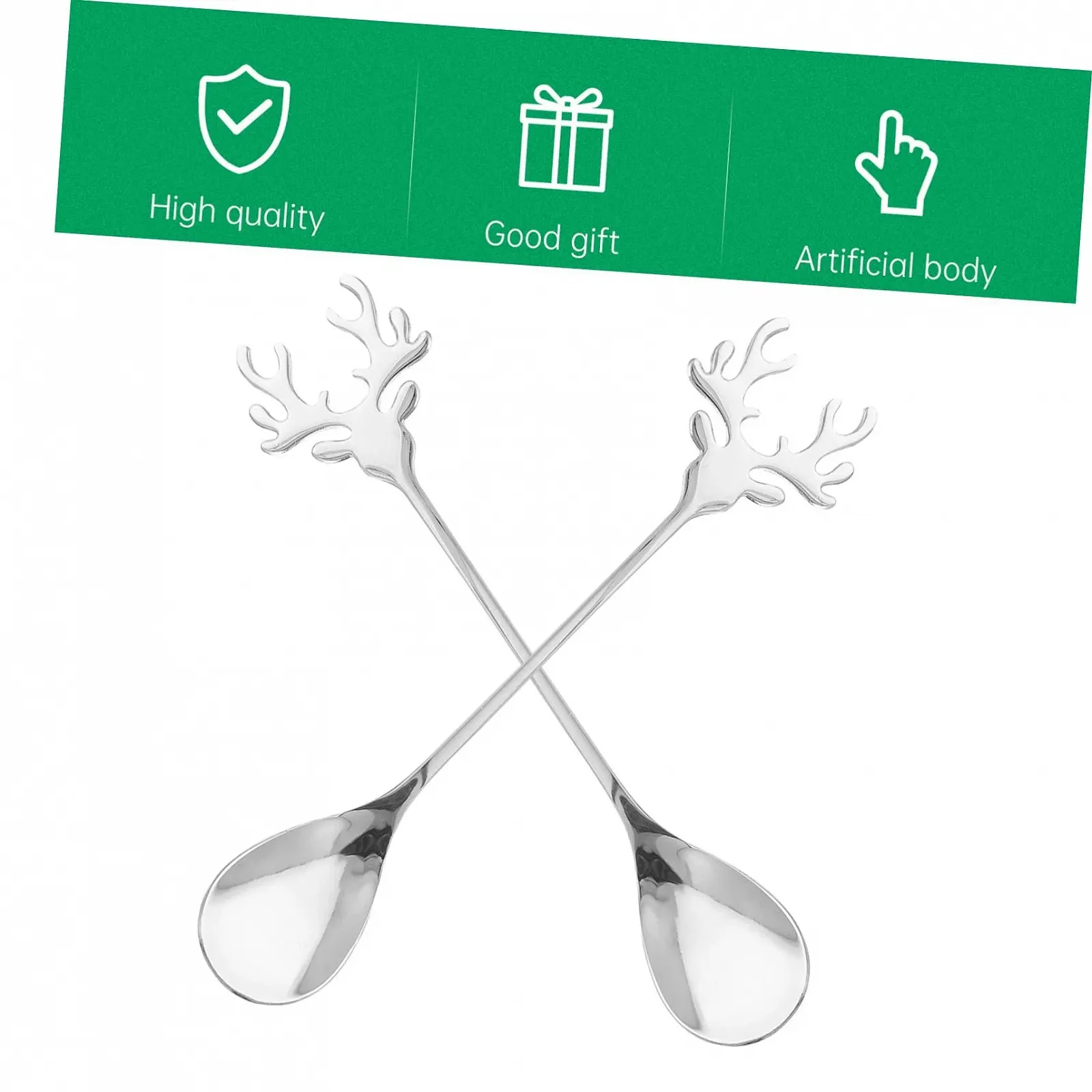 Набір з 2 кавових ложок з нержавіючої сталі Elk Design Різдвяна, фото №8