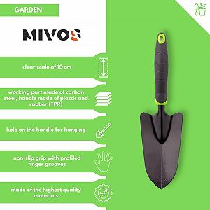Лопатка стальная Mivos для посадки и пересадки, 8 см, черный и зеленый synthetic.ua - Фото 1