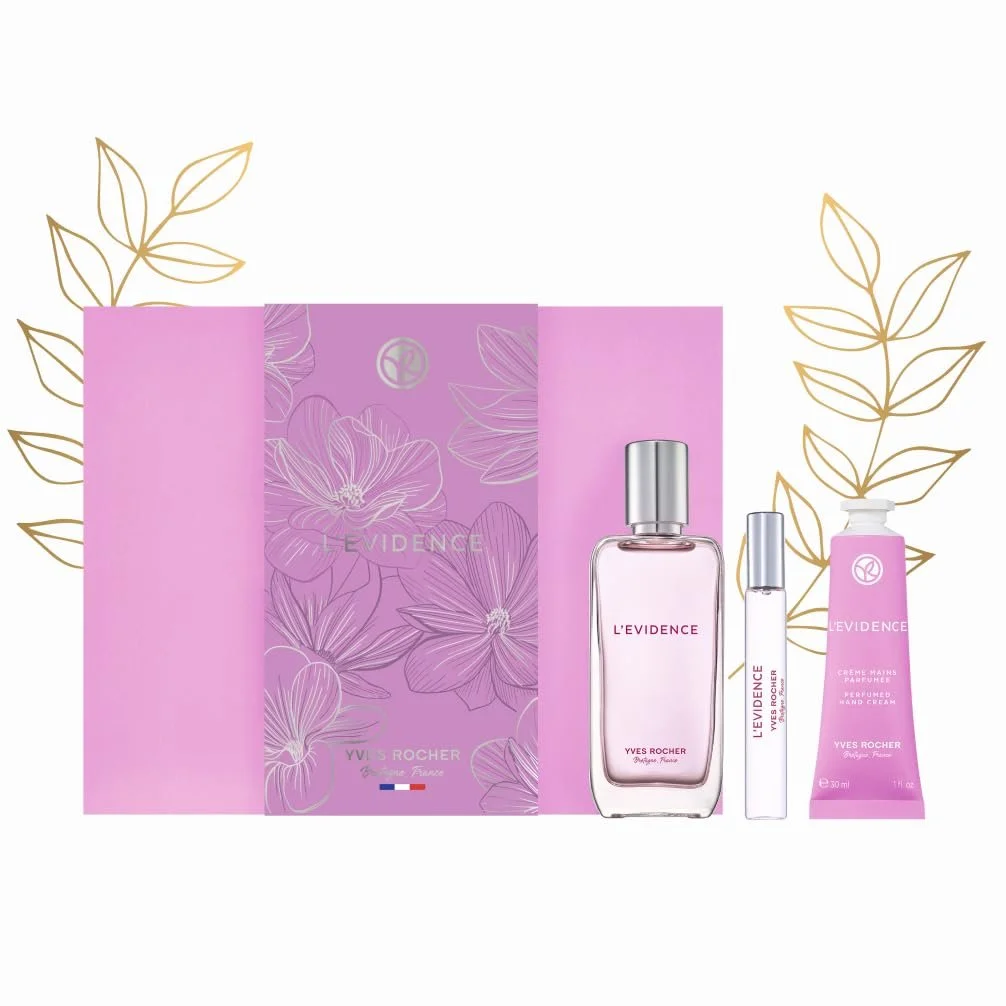 Набір Yves Rocher L'EVIDENCE для жінок: Парфумована вода 50 мл + Атомайзер 8 мл + Крем для рук 30 мл, фото №1