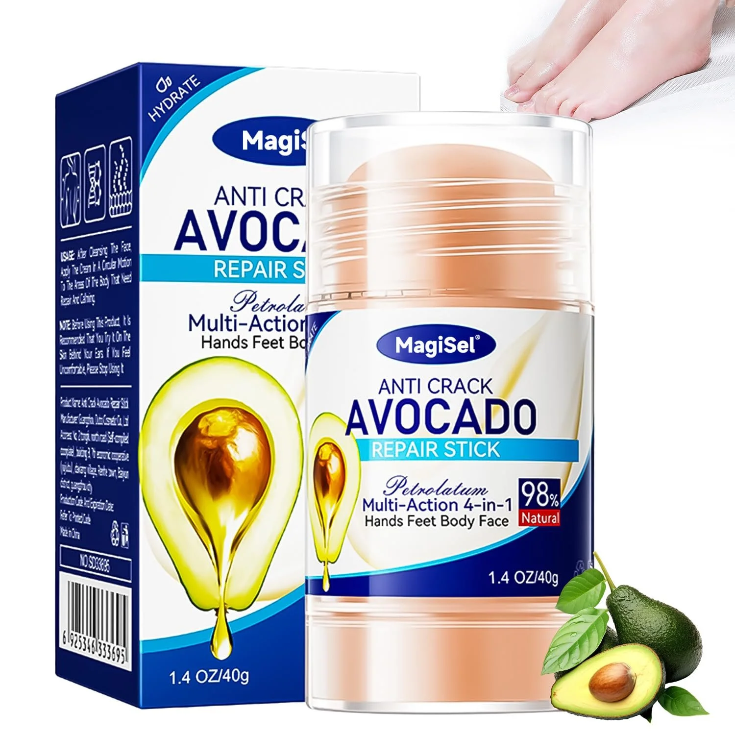 Крем-стик для ног Avocado увлажняющий против трещин для сухой кожи и пяток 40 г, фото №1