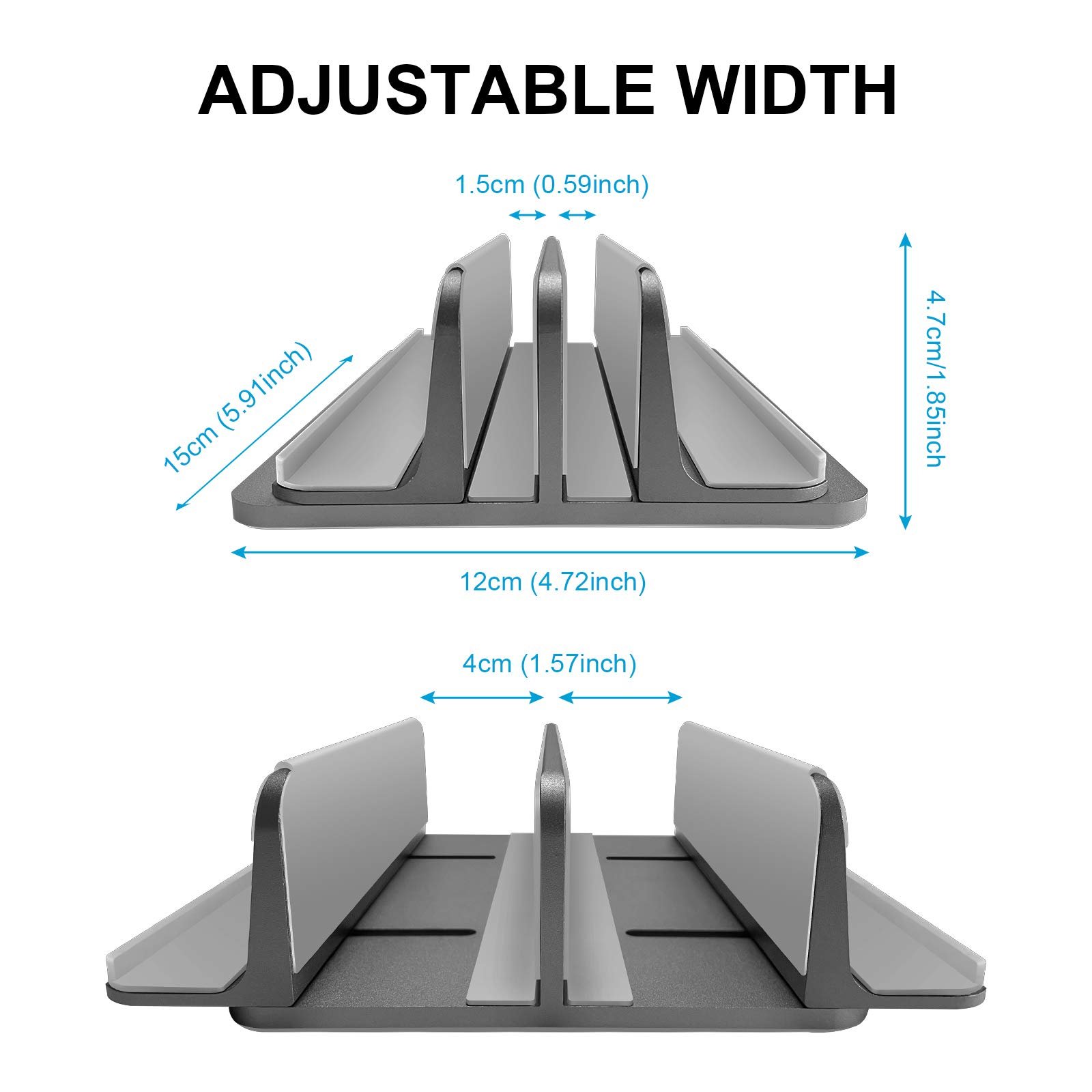 Вертикальная Подставка для Ноутбука Двойная Регулируемая 4 Отделения Серый, фото №3 Вертикальная Подставка для Ноутбука Двойная Регулируемая 4 Отделения Серый, фото №3