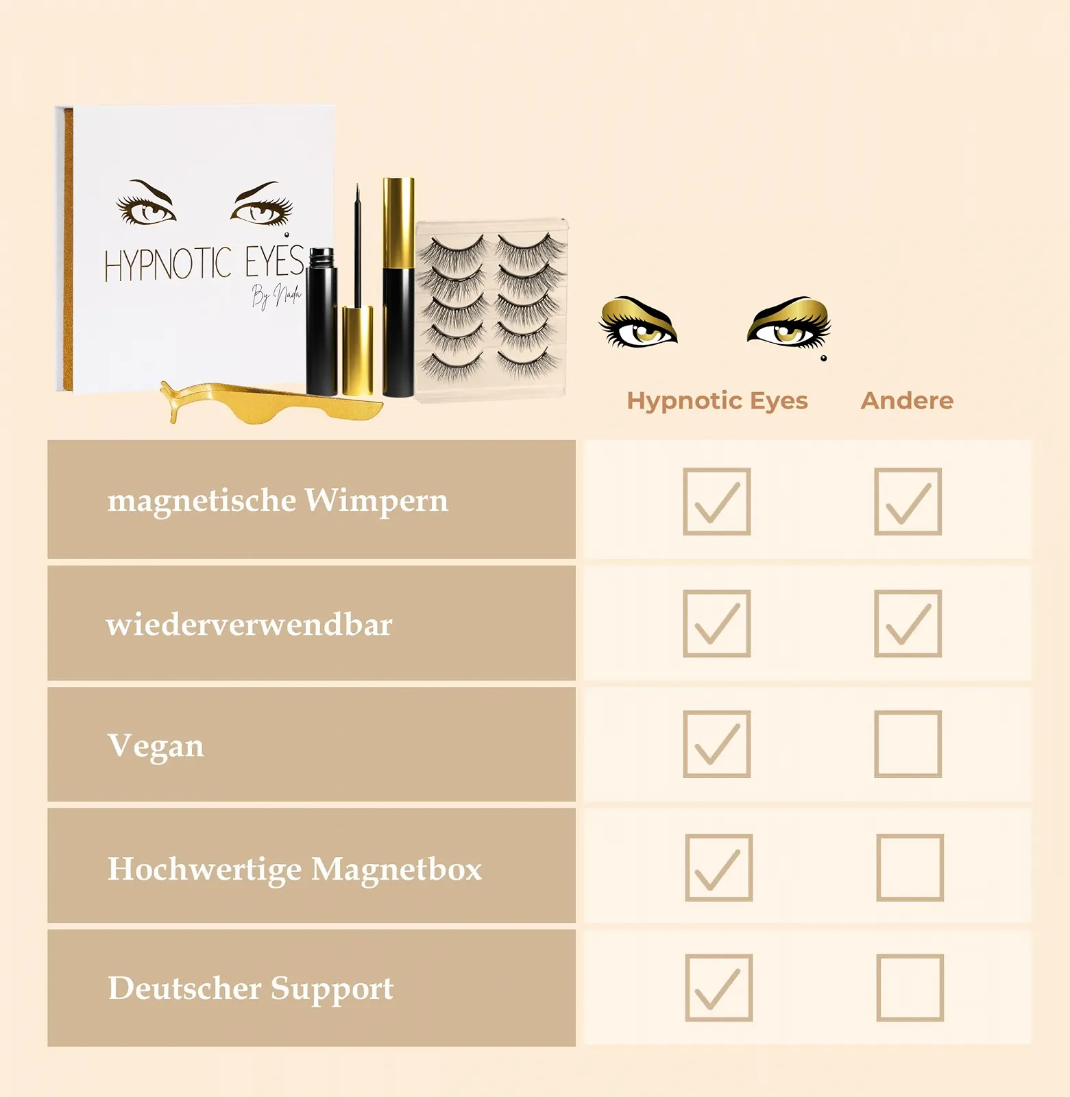 Магнитные ресницы HYPNOTIC EYES с подводкой, фото №7