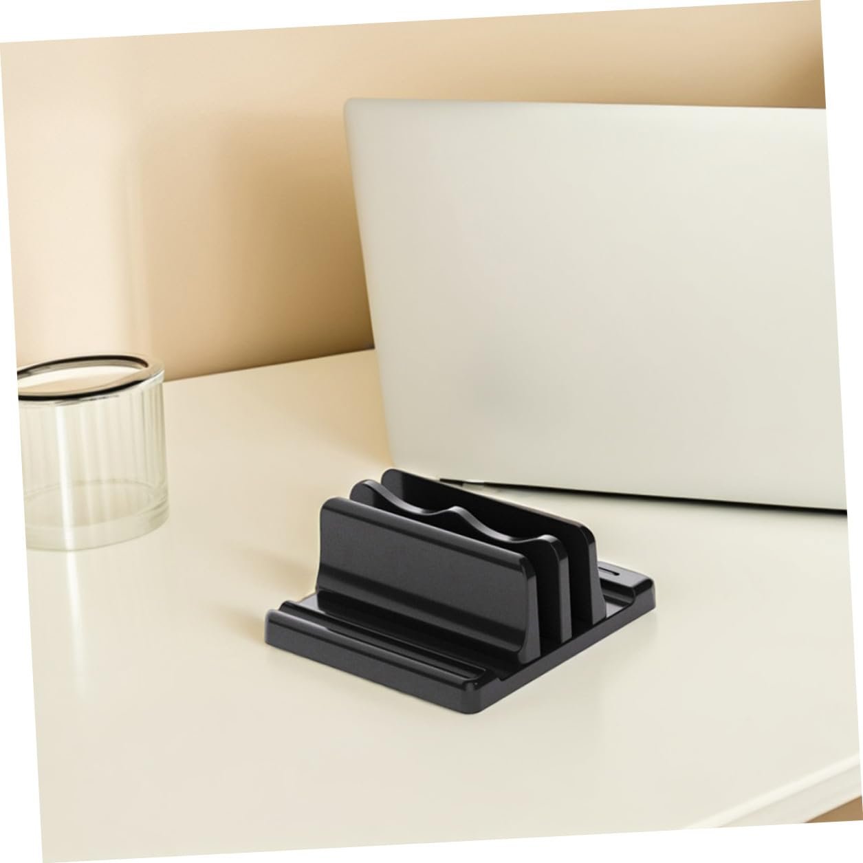 Вертикальная подставка для ноутбука Двойной держатель из прочного материала Регулируемая док-станция для книг и ноутбуков Экономия места Настольный органайзер, фото №4