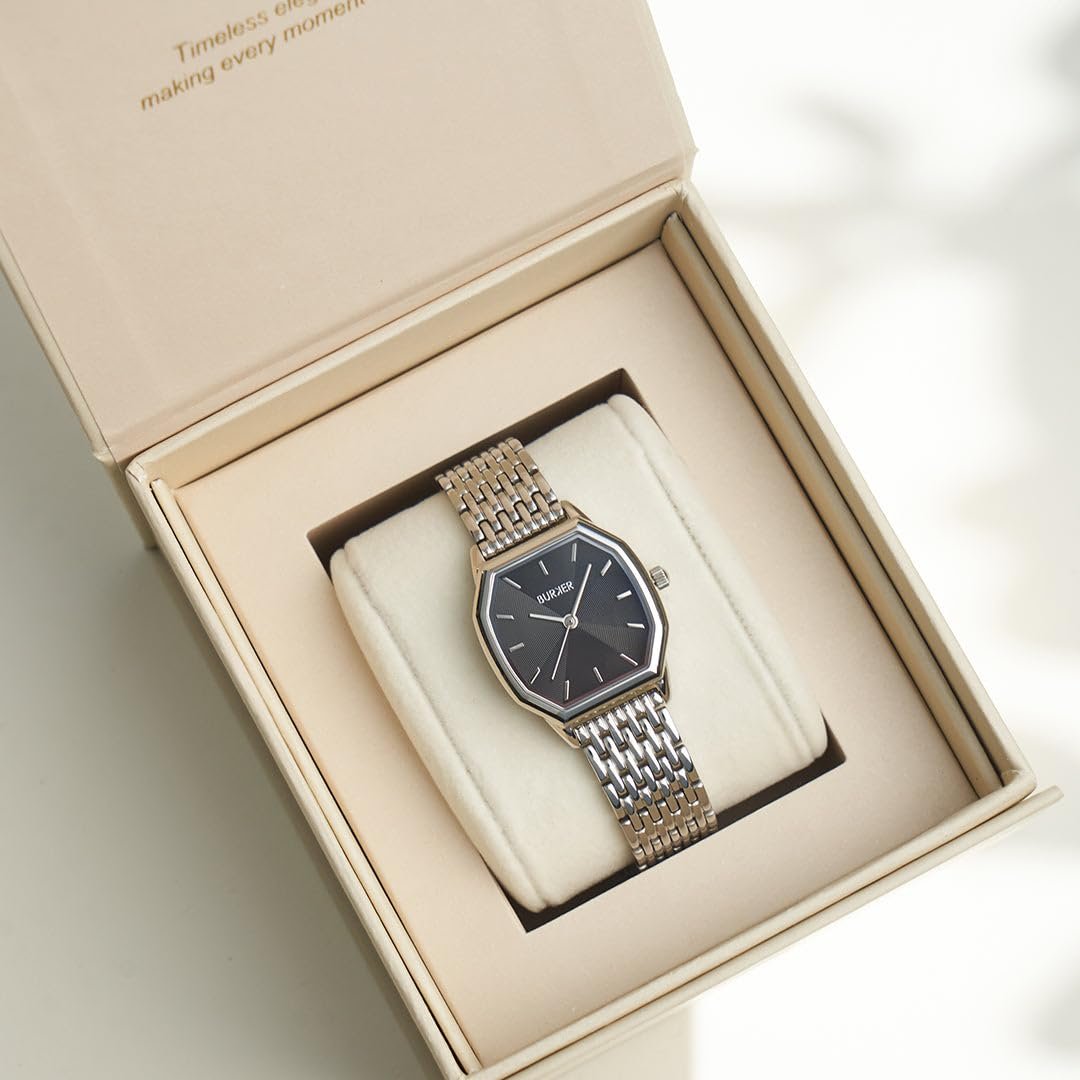 Женские часы BURKER Julia Шестигранный корпус Женские часы Звеньевой браслет Нержавеющая сталь Аналоговый Кварцевый 3 ATM Водонепроницаемый - 32 мм - Серебристый Черный, фото №3 Женские часы BURKER Julia Шестигранный корпус Женские часы Звеньевой браслет Нержавеющая сталь Аналоговый Кварцевый 3 ATM Водонепроницаемый - 32 мм - Серебристый Черный, фото №3