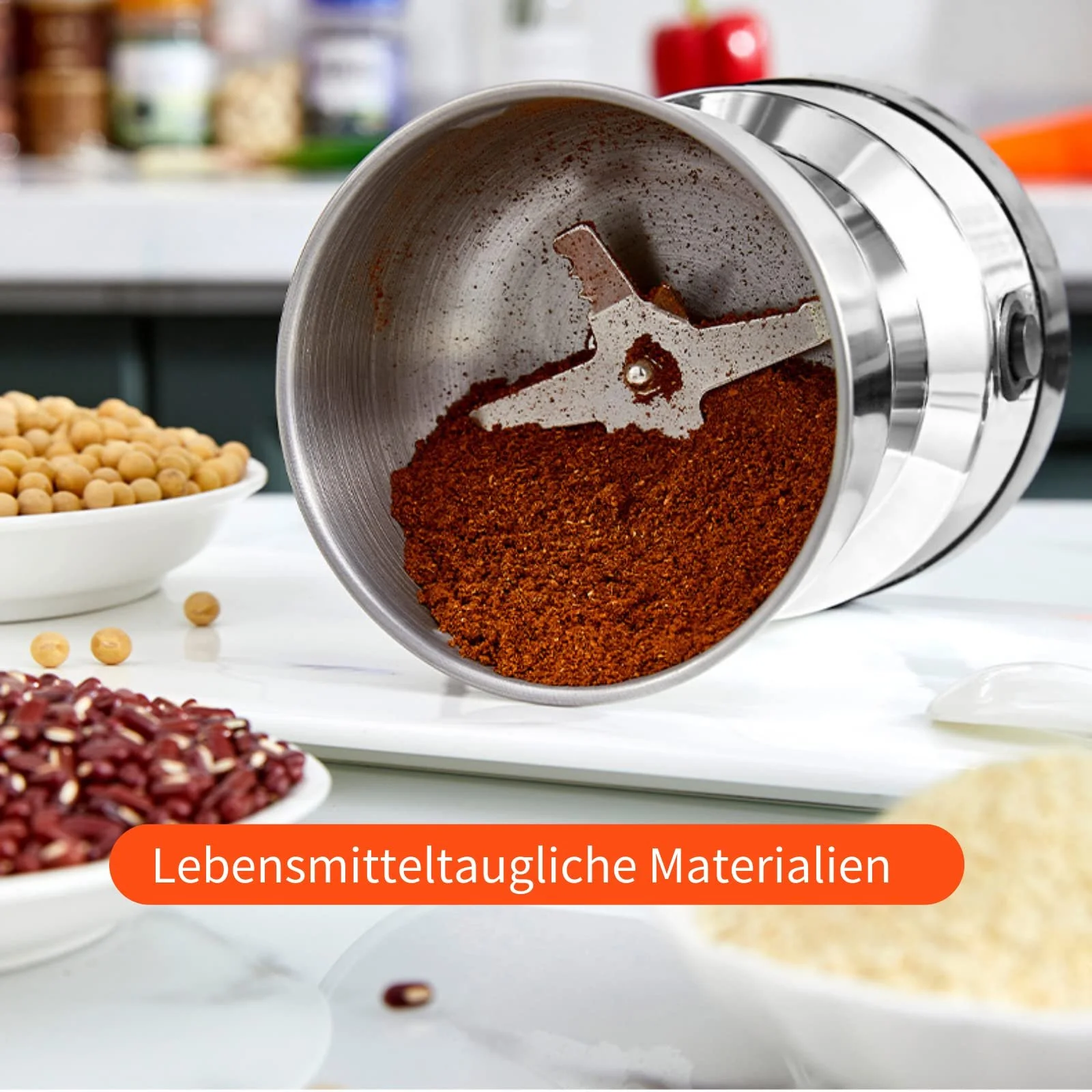 Мельница для зерна Многофункциональная 14500 об/мин Кофемолка электрическая с лезвиями из нержавеющей стали для сухих агентов, злаков, специй, трав, кофе, 160 x 93 мм, фото №4 Мельница для зерна Многофункциональная 14500 об/мин Кофемолка электрическая с лезвиями из нержавеющей стали для сухих агентов, злаков, специй, трав, кофе, 160 x 93 мм, фото №4