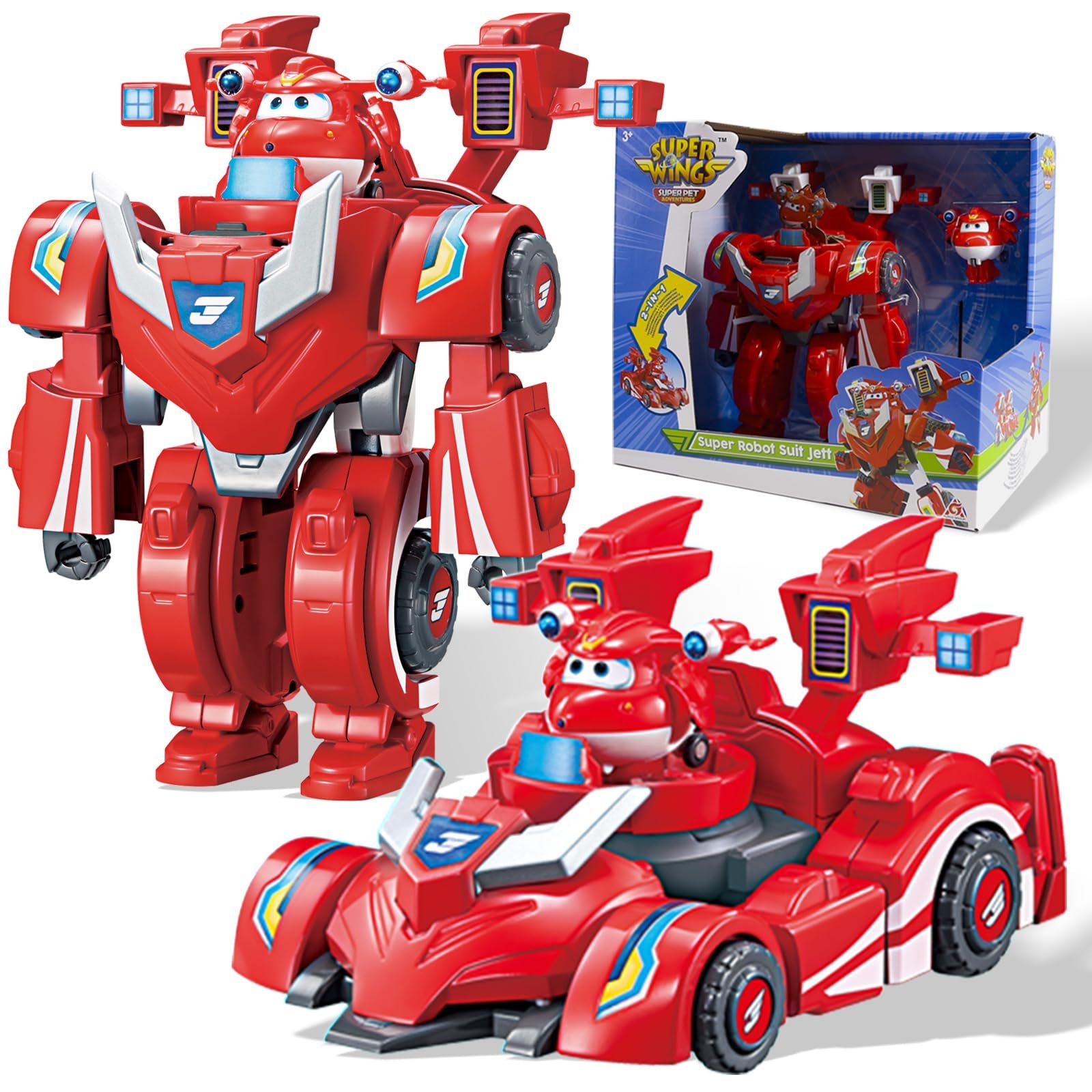 Фигурка-трансформер Super Wings Jett Super Robot Suit, 18 см, красный, фото №1
