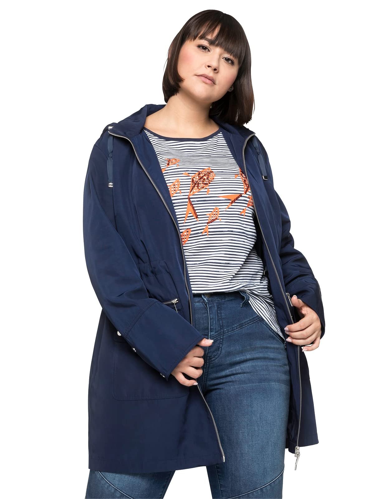 Женская куртка больших размеров Sheego Techno-Twill Basic Fashion Sporty Decorative Zip, фото №3