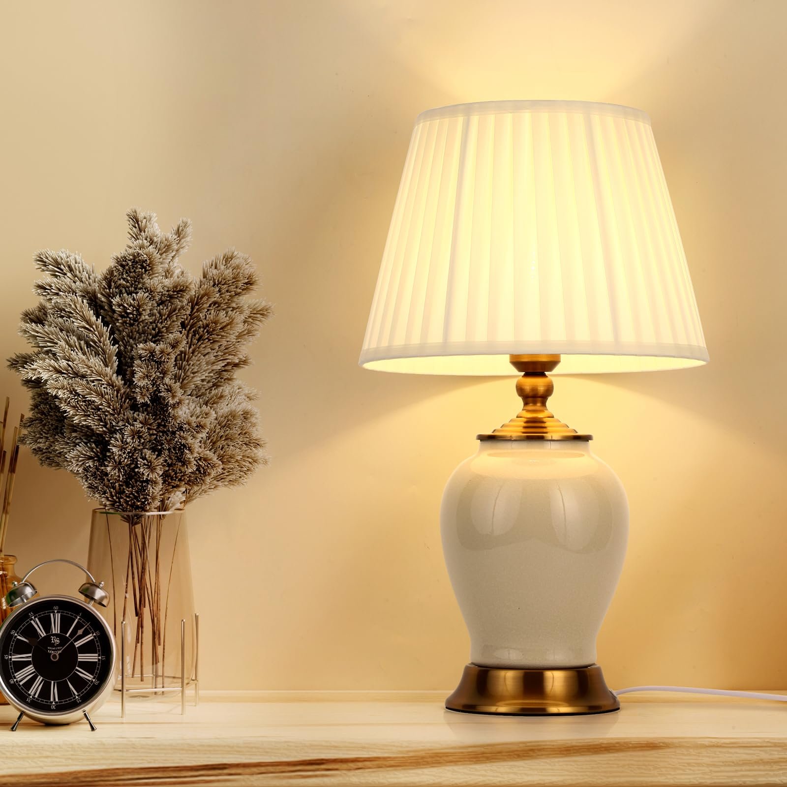 Настольная лампа Керамическая E27 Modern 30 Вт 53 см Белый, фото №6