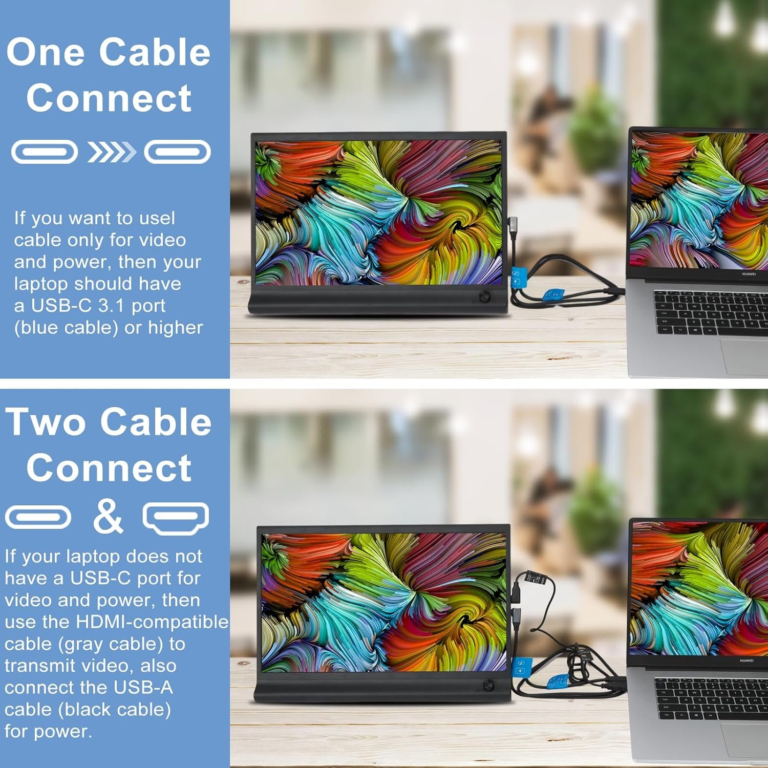 Монітор портативний 15.6" Lubcden EM1561 Full HD IPS 60 Гц, фото №4