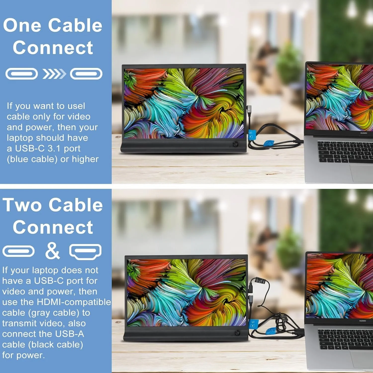 Монитор портативный 15.6" Lubcden EM1561 Full HD IPS 60 Гц, фото №4