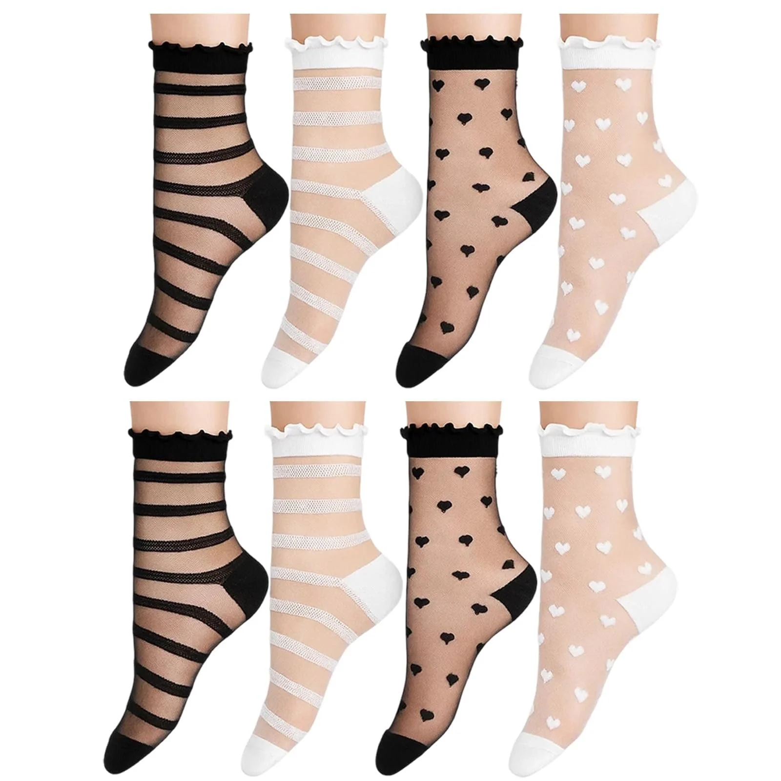 Шкарпетки з рюшами (8 пар, 4 моделі) Жіночі Універсальний розмір, фото №1 Шкарпетки з рюшами (8 пар, 4 моделі) Жіночі Універсальний розмір, фото №1