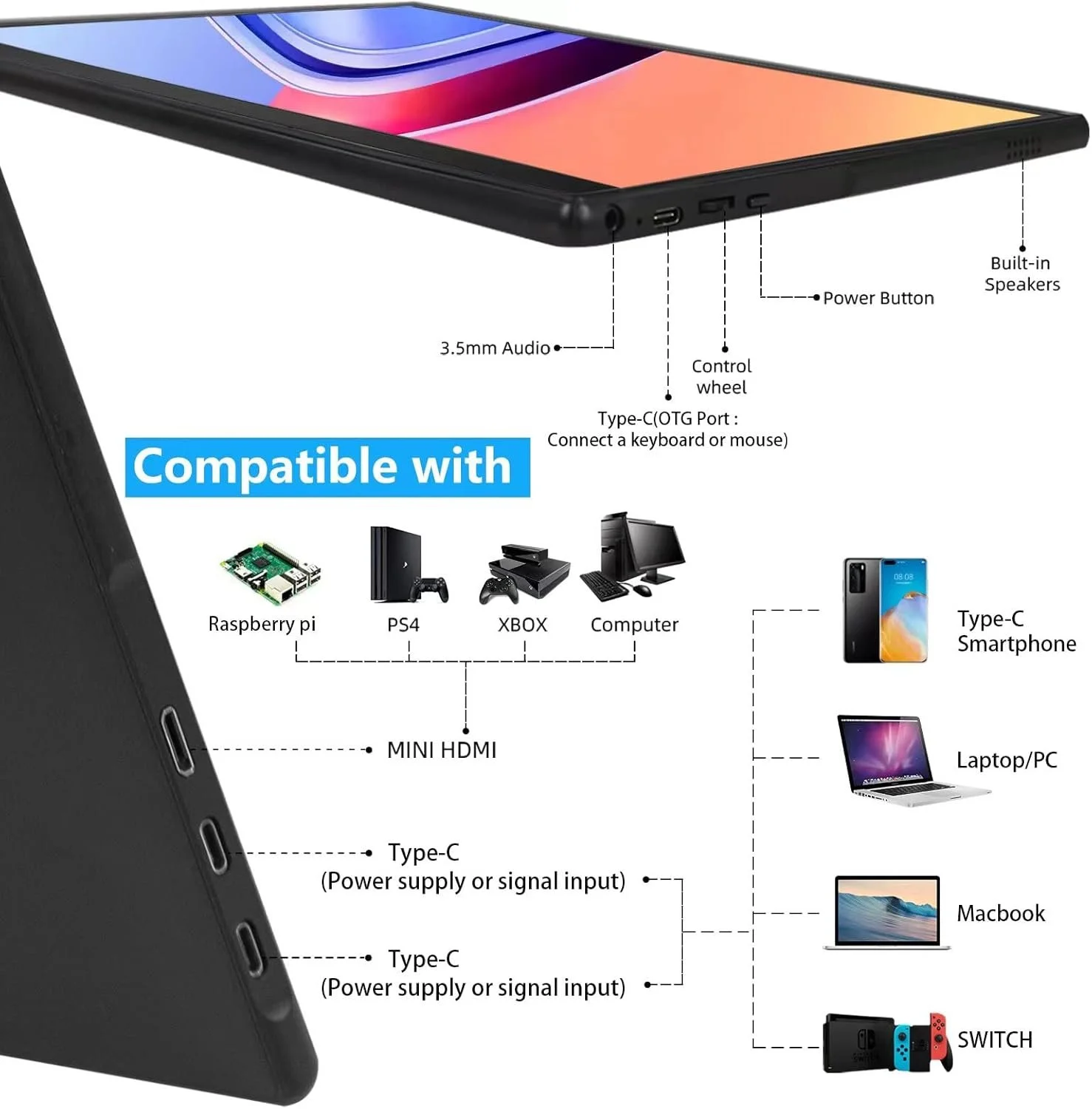 Монитор портативный сенсорный 15.6" Bnztruk Full HD IPS 60 Гц, фото №6 Монитор портативный сенсорный 15.6" Bnztruk Full HD IPS 60 Гц, фото №6