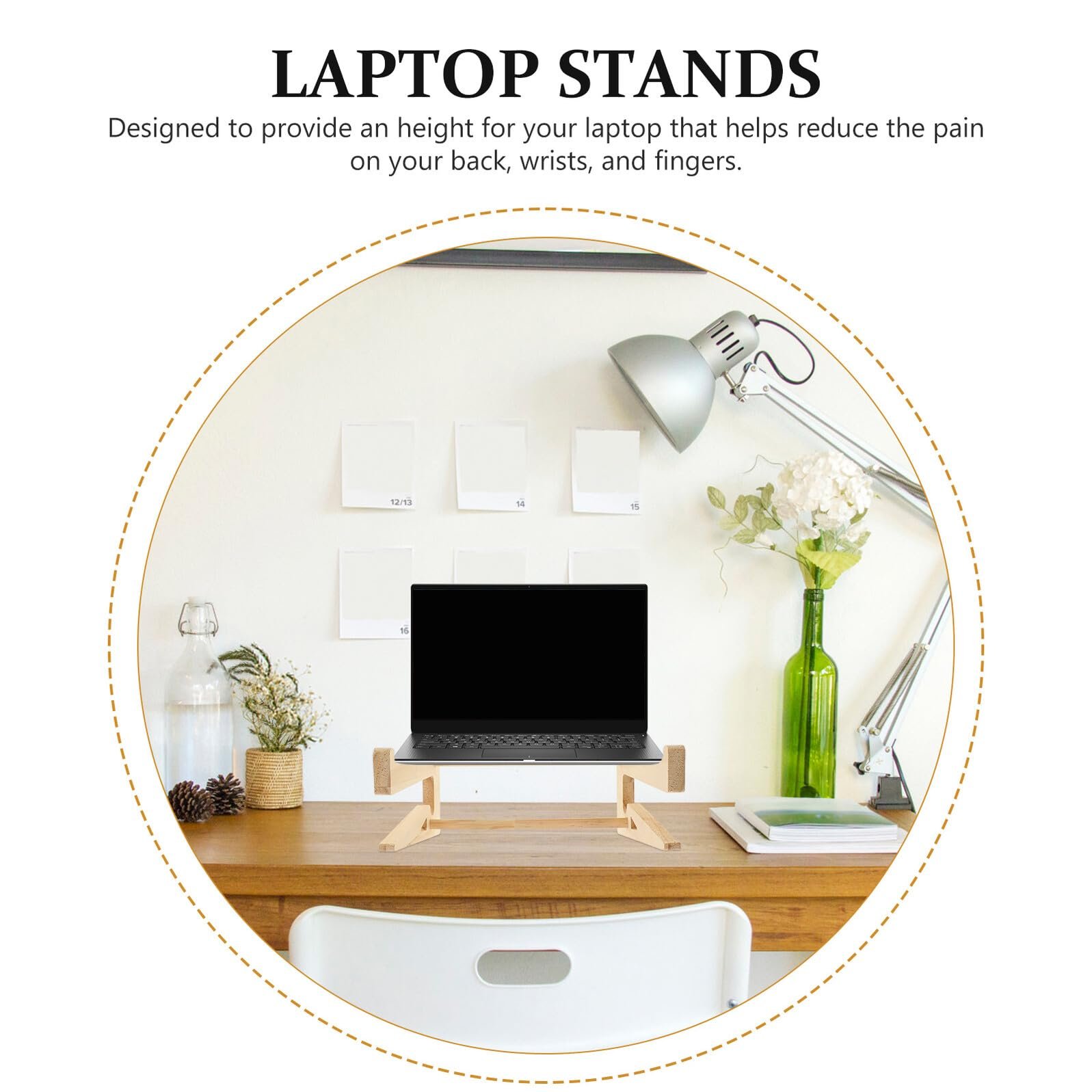 Подставка для ноутбука Homoyoyo Деревянная, вертикальная подставка для устройств, прочная подставка-подъемник с улучшенным отводом тепла, эргономичная для офиса и дома, компактная, фото №4