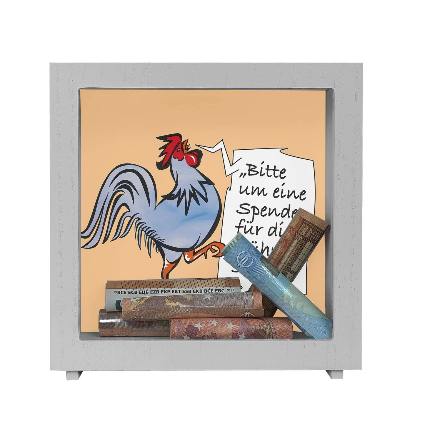 Скарбничка дерев'яна Півень синій з написом, фото №5