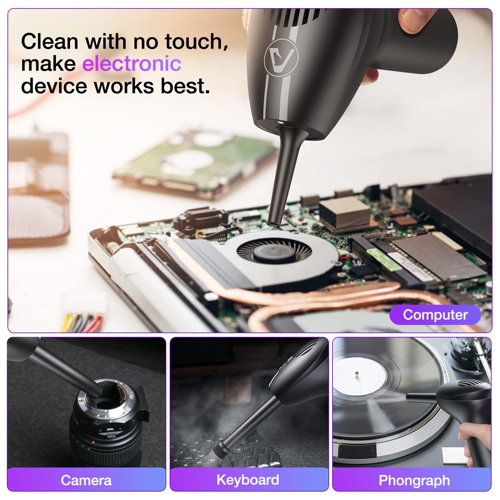 Беспроводная воздуходувка 82 км/ч 7500 мАч 2 скорости, фото №4