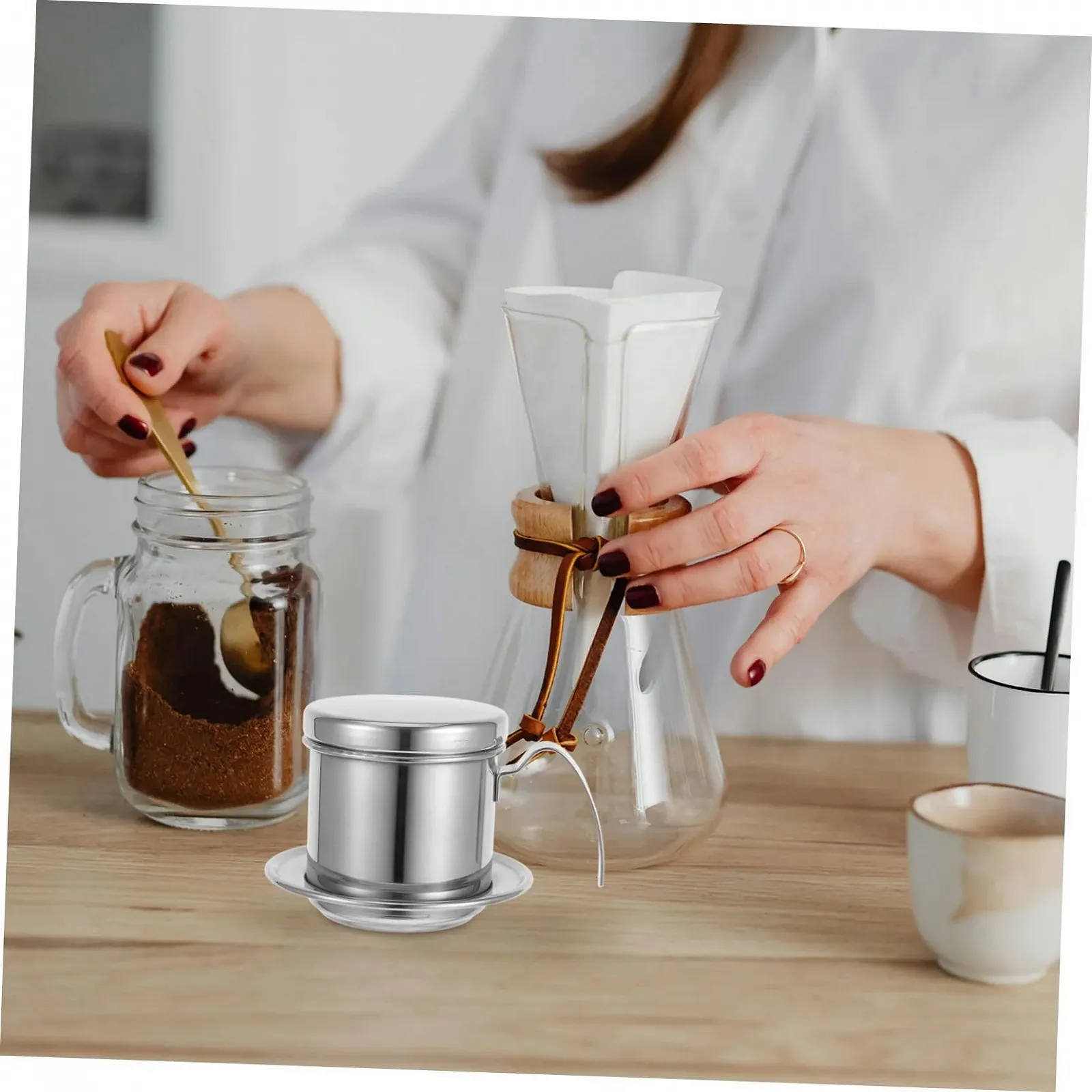 В’єтнамська кавоварка Ipetboom з нержавіючої сталі, багаторазового використання з ручкою, стильний кавовий фільтр, фото №5