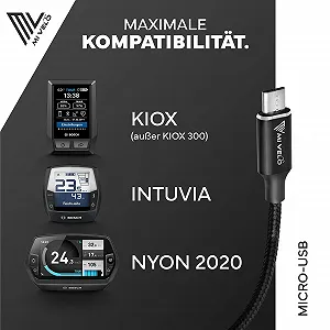 Зарядный кабель для электровелосипеда MIVELO for Bosch Intuvia, Kiox, Nyon Micro USB to Lightning 40 см OTG Function synthetic.ua - Фото 1